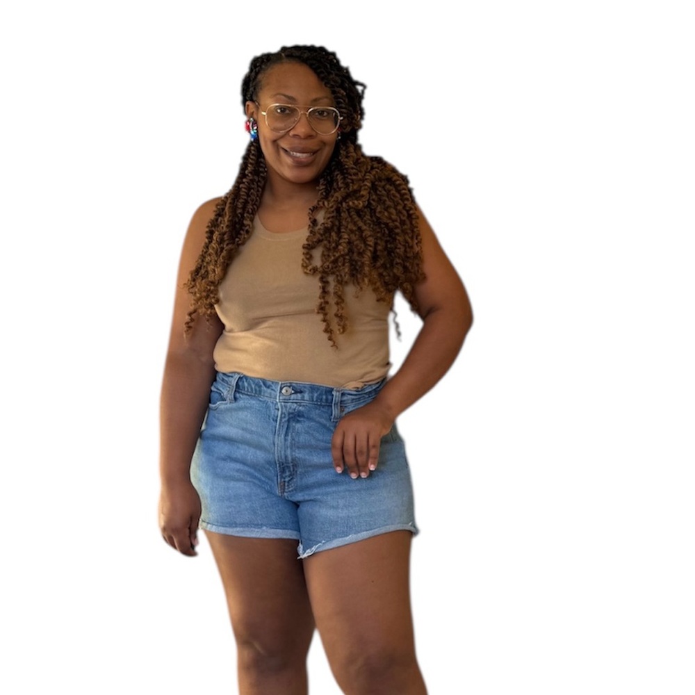 Abercrombie & Fitch Shorts Curve Love 90s Relaxed High Rise Cut Off Distressed